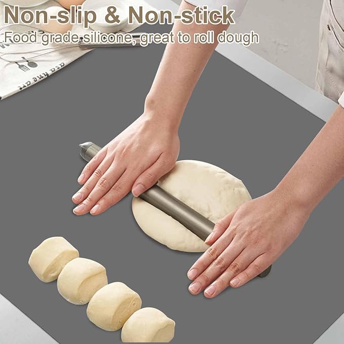 23.6"x15.7"(60cmx40cm) Large Silicone Mat for Kitchen Counter, Non-Slip Heat Resistant Countertop Protector, Waterproof Multipurpose Mat for Kitchen Island, Dark Gray