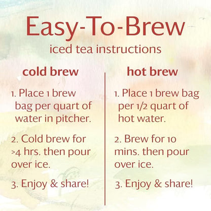Grace Farms ROOIBOS CHAI ORGANIC ICED TEA (Twelve 1qt. Brew Bags, 3 Gallons) | Refreshing and Spiced, Naturally Sweet Sugar-Free | Easy Cold Brew