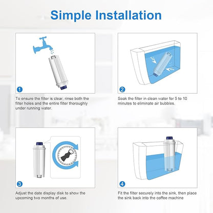 Water Filter Cartridge Replacement for Espresso Coffee Machines - Compatible with ECAM, ETAM, ESAM, Dinamica, Eletta Series - Improves Taste & Protects Your Machine, 4-Pack for Home Use
