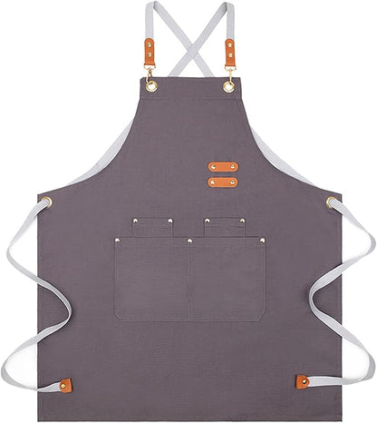 Lisianthus 2 Pack Adjustable Bib Aprons for Women with Pockets, Men's Kitchen Cooking Apron