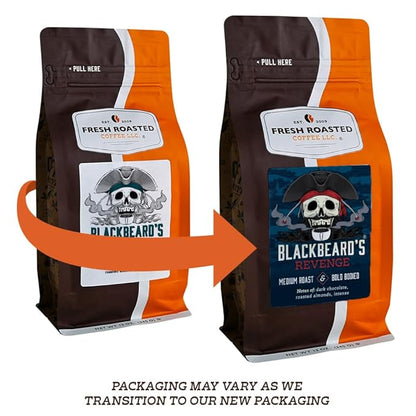 Fresh Roasted Coffee, Blackbeard's Revenge, 12 oz, Medium Roast, Kosher, Whole Bean