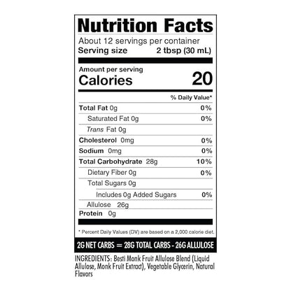 Wholesome Yum Zero Sugar Maple Syrup (Keto Maple Syrup) With Monk Fruit & Allulose - Natural Sugar Free Pancake Syrup - Non GMO, Low Carb, Gluten Free, Vegan, No Aftertaste (12 fl oz, 2 Pack)