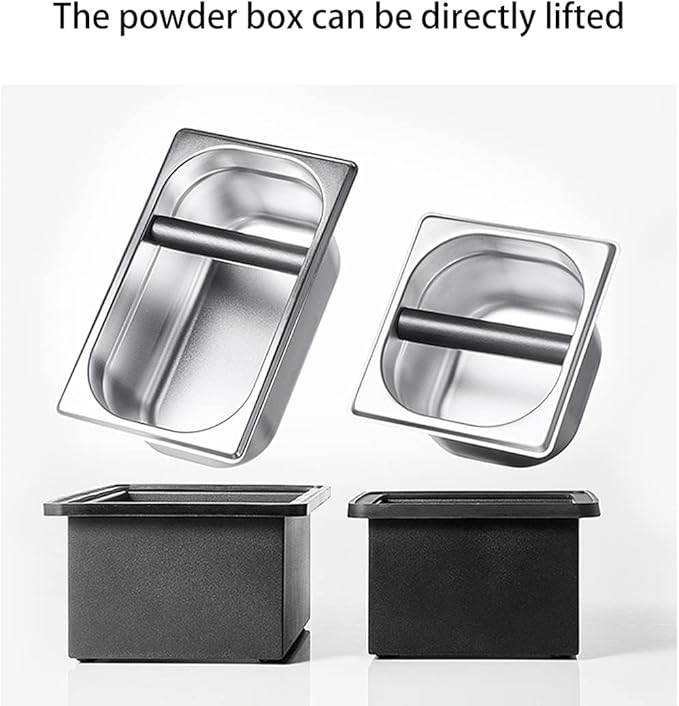 Coffee Knock Box, Stainless Steel Dump Bin Espresso Knock Box for Coffee Grounds with Removable Non-Slip Base Shock-Absorbent for Knocking Portafilter Filter Grinds (L)