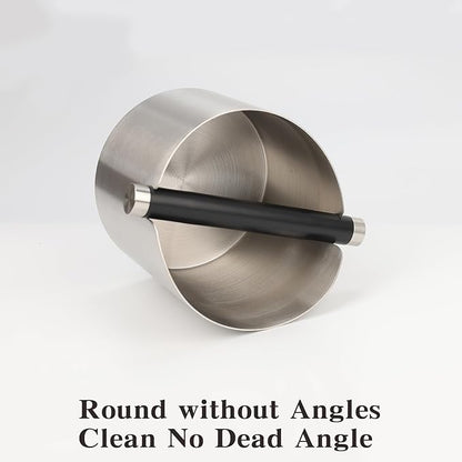 Italian Espresso Tapping Box, Stainless Steel Coffee Grinding Tapping Box, With Detachable Tapping Rod And Anti Slip Rubber Base (Silver)