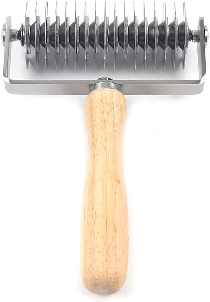 Lattice Roller Cutter Stainless Steel Lattice Pastry Cutter with Wood Handle, Dough Lattice Roller, Tool Kitchen Roller Cutter for Making Biscuits, Bread, Pizza, Cookie, and Pastry