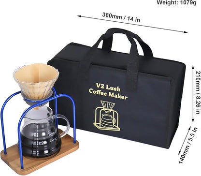 SOTECH Pour on coffee drips, filter Wooden stand Glass sharing pot with paper filter, coffee, tea and saffron set (blove)