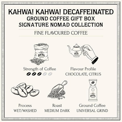 Bacha Coffee | Kahwa! Kahwa! Fine Flavoured Signature Nomad Collection, 100% Arabica Specialty Coffee, Ground Beans, Medium Dark Roast, 250g