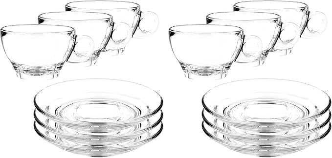LEMONSODA Clear Large Glass Coffee Mug with Handles for Hot Beverages, Clear Mugs for Espresso, Tea, Cappucino, Latte, Juice (8.75 oz, 10.5 oz, 12 oz) (8.75 oz, Set of 24)(2212)