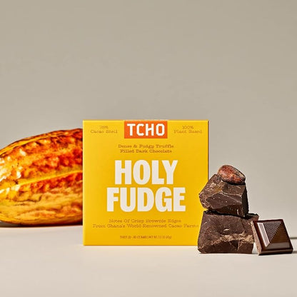 TCHO Holy Fudge 76% Dark Chocolate Bars (10 pack) | Single Origin, Plant Based, Organic & Fair Trade, | Non GMO, Non-Dairy, Vegan Chocolate, Soy Free (2.5oz each)