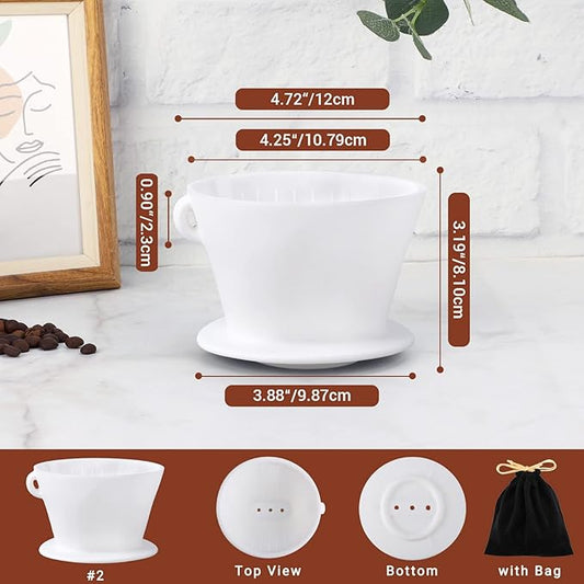 Segarty Camping Pour Over Coffee Maker, White Collapsible Silicone Coffee Dripper Single Cup with Storage Bag, Cone Filter Drip Holder, Slow Brewer for Travel, Backpacking