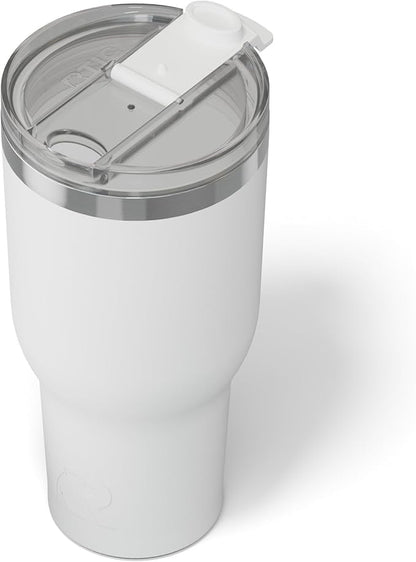 RTIC 40oz Essential Tumbler with Lid, Insulated, Stainless Steel, Metal, Double Wall Vacuum-Insulation, Ceramic Lined, Travel Cup for Iced Coffee, Tea, Hot and Cold Drink, White