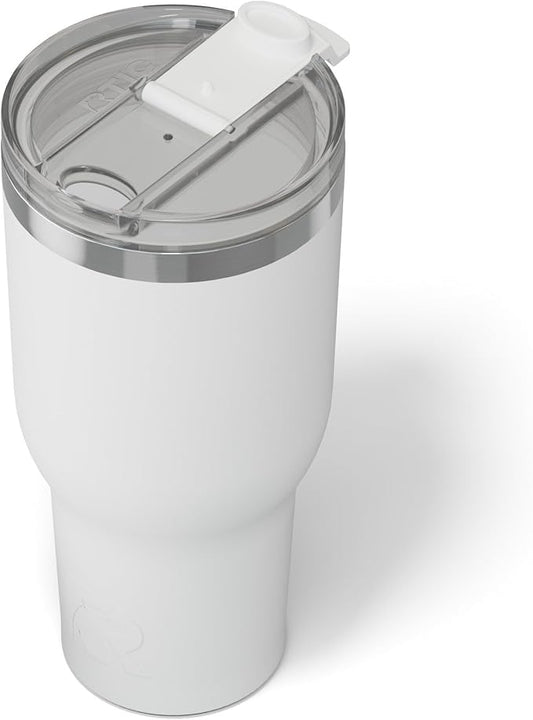 RTIC 40oz Essential Tumbler with Lid, Insulated, Stainless Steel, Metal, Double Wall Vacuum-Insulation, Ceramic Lined, Travel Cup for Iced Coffee, Tea, Hot and Cold Drink, White