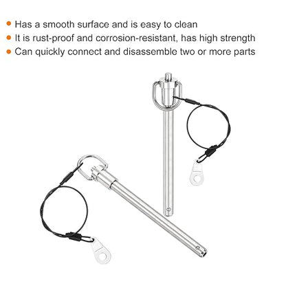 UXCELL 1 Pcs Quick Release Pin, 3/8" x 4" (Dia. x L), Stainless Steel, Silver