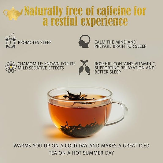Luna Lullaby Sleep Tea, Organic Loose Leaf Herbal Tea – Calming, Relaxing Bedtime Tea – Chamomile, Valerian Root, Peppermint – 8 oz Resealable Bag (Makes 100 Cups) – The Elegant Elephant
