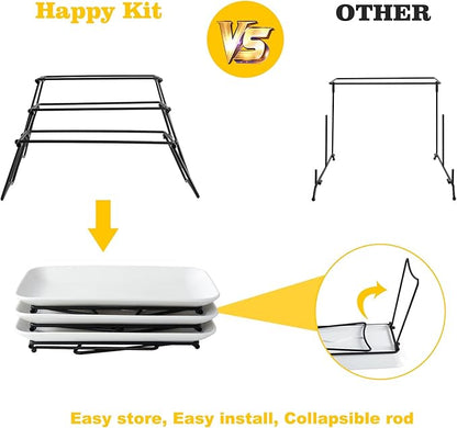 HAPPY KIT 3 Tier Serving Tray Set and Tiered Tray Stand,12 Inch Widened Porcelain Platters with Freely Combinable Rack,Decor Cupcake Stand for Christmas Party Display,Dessert Trays Collapsible