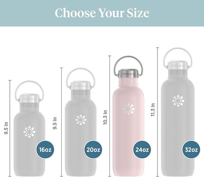 Lifefactory 24-Ounce Stainless Steel Vacuum-Insulated Sport Bottle, Desert Rose