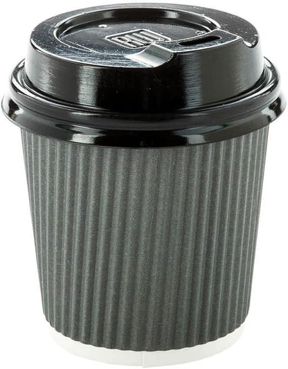 Restaurantware 4 Ounce Ripple Wall Disposable Coffee Cups, 500 Insulated Gray Paper Tumblers with Rolled Rim Design, Lids Sold Separately for Hot Drinks like Tea, Hot Chocolate and More