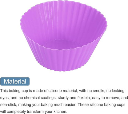 uxcell 18Pcs Silicone Cupcake Liners, Non-Stick Baking Cups, for Cooking Eggs, Baking Muffins and Make a Cake(Purple)