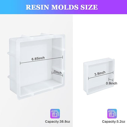 KISREL Large Square Resin Molds, Square Silicone Mold for Epoxy Resin, Large Mold for Flower Preservation, Deep Pour Molds for Furniture Decoration, DIY Wedding Bouquets, Valentine's Day Gifts