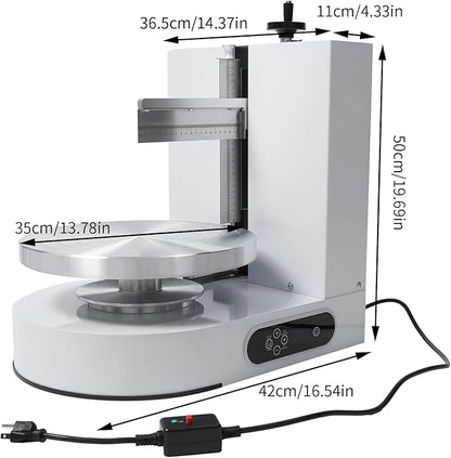 Cake Decorating Machine, 200W Electric Cake Cream Spreading Coating Machine with Adjustable Scraper, Turntable Cake Frosting Smoother, for 4-12in Cake, 60-320RPM (White)