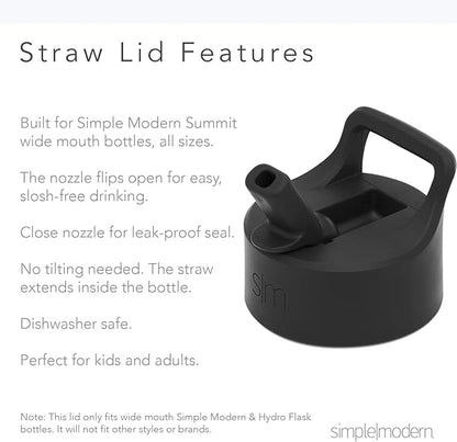 Simple Modern Kids Water Bottle with Straw Lid Vacuum Insulated Stainless Steel Metal Thermos Bottles | Reusable Leak Proof BPA-Free Flask for School | Summit Collection | 18oz, Deep Ocean Navy Blue