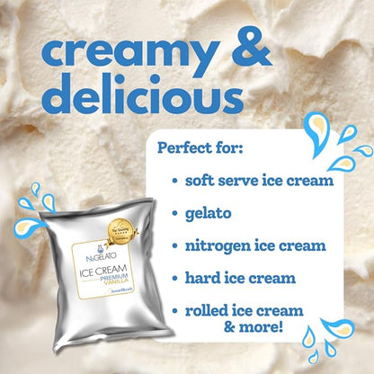 AussieBlends Premium Vanilla Ice Cream Mix For Soft Serve, Rolled Ice Cream, Gelato, Liquid Nitrogen, 1-Pack, Imported