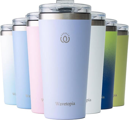 Insulated Coffee Mug with Lid, Reusable Stainless Steel Travel Coffee Cup, 16 Oz Double Wall Vacuum Spill Proof Tumbler Cups for Men and Women Hot & Cold Drinks（Purple）