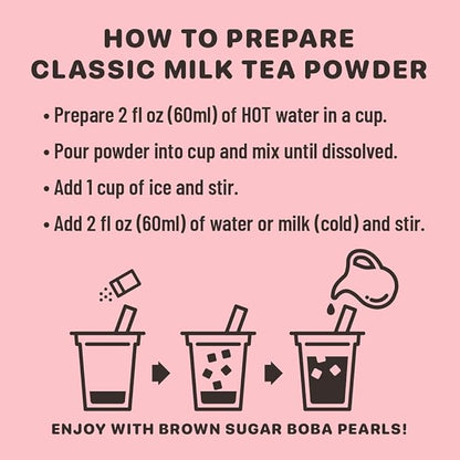 YULU FOODS Instant Bubble Pearls for Classic Milk Tea with Brown Sugar Flavor – 6 Servings