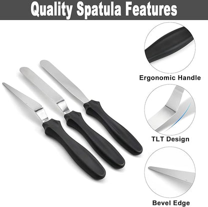 3pcs Small Icing Spatula,Lmoszuak Professional food grade stainless steel cake spatula,with Sturdy & Durable Handle Cake Spatula,Frosting smoother spatulas for cake decorating,Baking(4 inch)