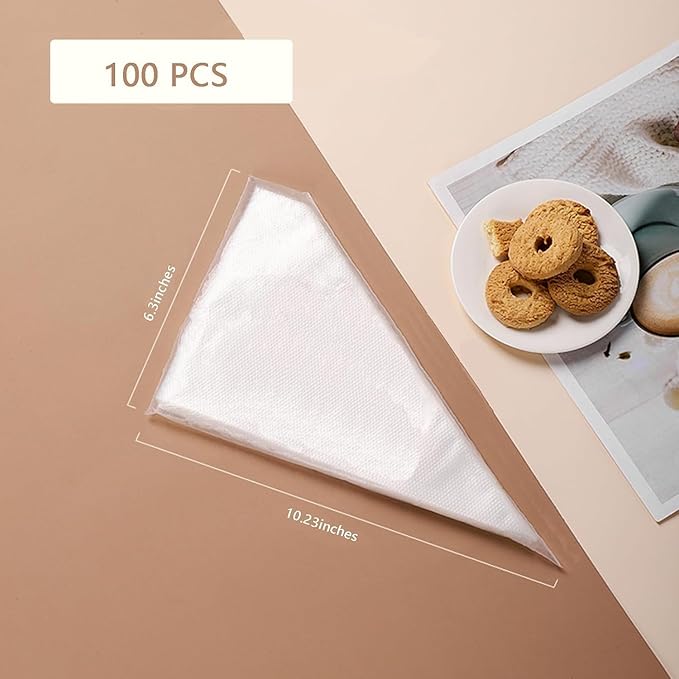 Disposable Piping Bags, Extra Durable Piping Bags, 100 Anti Burst Pastry Icing Bags -for Cream Frosting, Cake & Dessert - 12 inch - Thickening