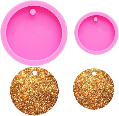 ESEENS 8 Pack Shiny Bone Shape Tag Resin Mold Dog Bone Shape Handmade Keychain Silicone Mold For Resin Epoxy Mold Round Tag Pendant Keychain Mold Tag Mold