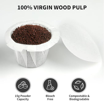 200 Count Fanativita K Cup Filters Disposable with Genius Lid Design, Fit All Reusable K Cups for Keurig (White)