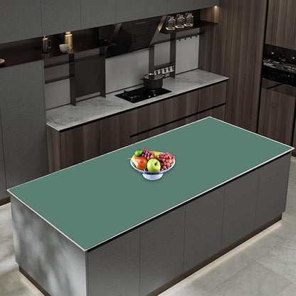 47.3''x23.6''(120cmx60cm) Extra Large Silicone Mat for Kitchen Counter, Heat Resistant Countertop Protector, Non-Slip Waterproof Kitchen Island Mat, Easy to Clean, Green