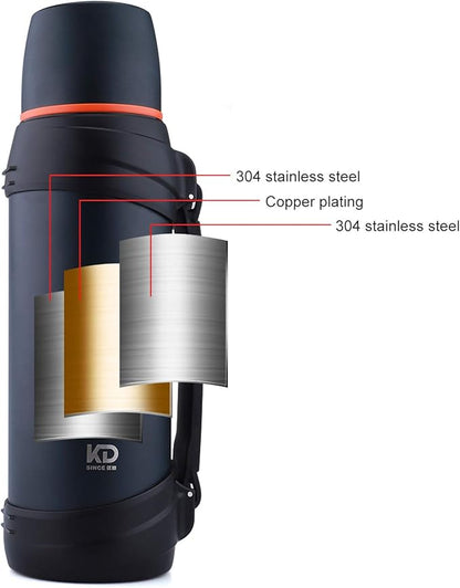 85oz Large Coffee Thermoses for Travel - Insulated Water Jug Classic Vacuum Bottle with Plastic Cup - Stainless Steel Thermos for Hiking Fishing