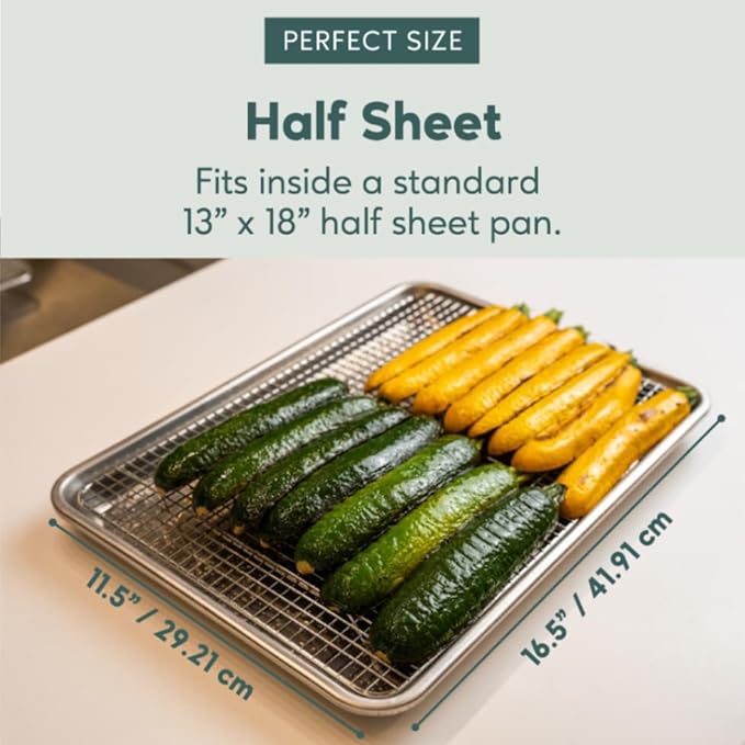 Ultra Cuisine Heavy Duty 100% Stainless Steel Cooling Rack for Cooking and Baking - Baking Rack & Wire Cooling Rack - Fits Half Sheet and Quarter Sheet Pans - 11.5''x16.5'' and 8.5''x12''