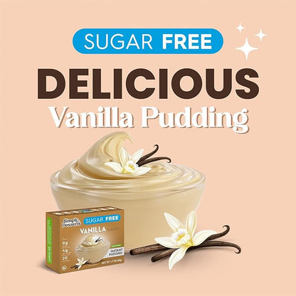 Simply Desserts Vanilla Instant Pudding, Sugar-Free, 6-Pack – Healthy Dessert, Keto Snacks, Vegan & Diabetic-Friendly, Kosher, 1.7 Oz Ea