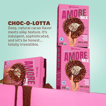 Dilettoso's Organic Gluten-Free Oat Flour Baking Mix | Chocolate | Pancakes, Waffles, Cupcakes, Brownies, and Cookies | 10oz AMORE Mix (2 Boxes)