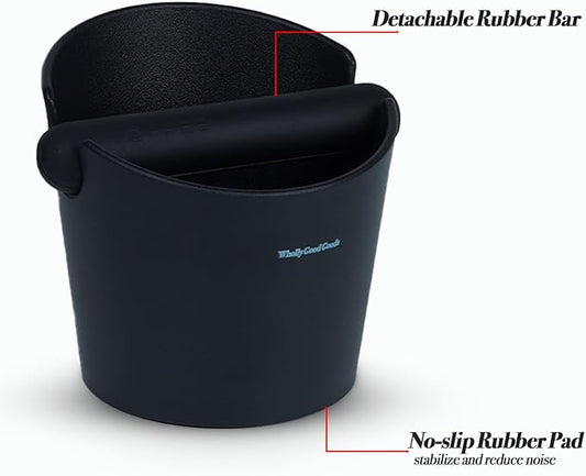 Coffee Knock Box for Coffee, ABS Coffee Grind Knock Box, Shock-Absorbent Durable Coffee Espresso Knock Box Dump Bin Grind Waste Removable Detachable Knock Bar and Non-Slip Base (Black)