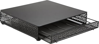 Mind Reader Single Serve Coffee Pod Drawer, 36 Pod Capacity, Countertop Organizer, Metal, 12.75" L x 13" W x 3" H, Black