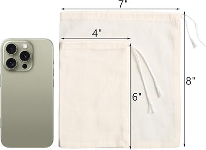 Eketirry Spice Bags, 10pcs Reusable Empty Tea Bags, Muslin Strainer Bags, Soup Bags for Cooking, Natural Cotton Fine Mesh Cheesecloth Bags for Cold Brew Coffee(4 x6"&7 x8")