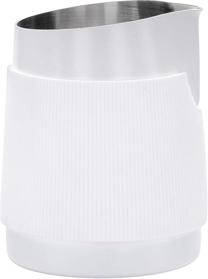 Normcore Handleless Milk Pitcher with Round Spout, Espresso Steaming Pitcher, 18/8 Stainless Steel Milk Frothing Jug, Coffee Cappuccino Latte Art Barista Cup, Non-stick coating White - 20.3oz / 600ml
