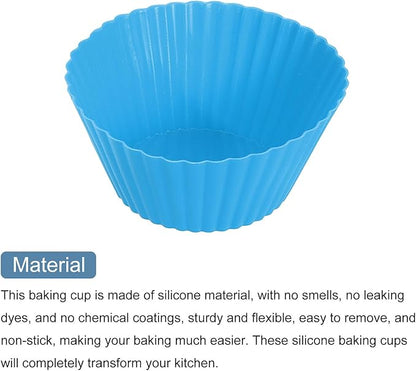uxcell 36Pcs Silicone Cupcake Liners, Non-Stick Baking Cups, for Cooking Eggs, Baking Muffins and Make a Cake(Blue)
