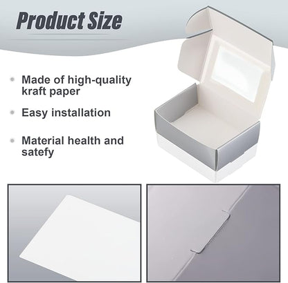 Zonon 30 Pcs Soap Boxes for Homemade Packaging, Mini Kraft Treat Boxes with Window for Bakery Candy Soap Making Gift Packaging(3.5 x 2.4 x 1.2 Inch,Silver)
