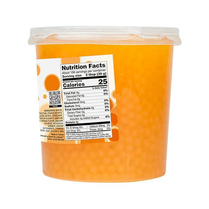 Tea Zone B2052 7 lbs Orange Popping Pearls for Boba Tea Beverages, Sweets, Ice Cream Topping