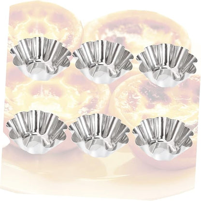 Mikinona 12pcs Non- Stick Tart Pans Tart Mould Egg Tart Molds Stainless Steel Tart Baking Mold Oven Pans Nonstick Bakeware Cupcake Wrapper Egg Tart Baking Cups Tart Tin Mini Non Stick Pan