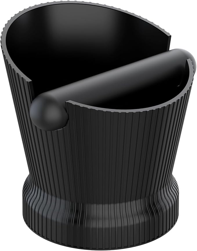 Espresso Knock Box, Coffee Knock Box with Durable Knock Bar and Non-Slip Base, Knock Box for Machine Accessories (Black Stripe)