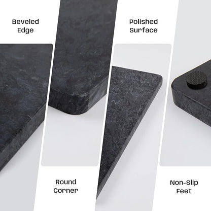 Black Marble Cutting Board For Kitchen, Large Marble Slab Pastry Board With Non-Slip Feet For Baking, Cheese, Charcuterie, Chocolate, 16x20 Inch, Pack Of 1 Piece