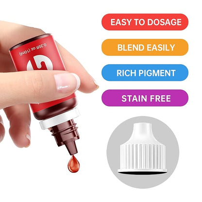 Food Coloring Liquid Food Color 24 Colors Herbeklab Water Based Food Dye Slime Coloring Dye Neon Food Coloring for Baking Icing Cake Decorating, 0.35 fl oz/bottle
