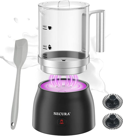 Secura Detachable Milk Frother and Steamer, 17oz Electric Milk Warmer 4-in-1 Hot/Cold Foam Maker for Latte, Cappuccinos, Macchiato, Hot Chocolate, Glass Milk Jug Dishwasher Safe