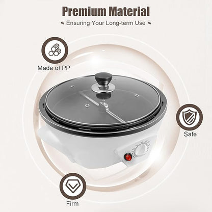 500g Coffee Roaster 800W Electric Coffee Bean Roaster with Non-stick Pan, 32℉-464℉ Temperature Adjustable Auto-matic Nuts Coffee Bean Roaster for Homes, Cafes, Hotels 110V